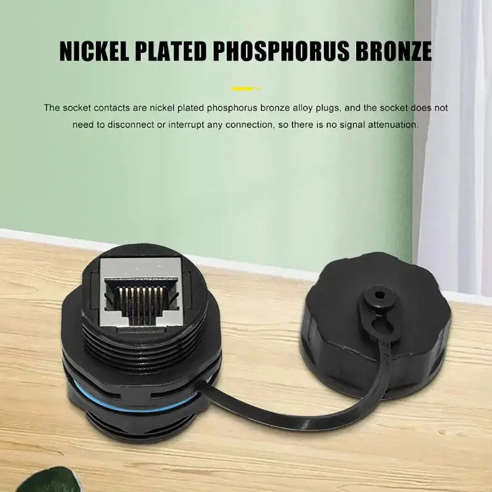 IP68 Waterproof RJ45 Network Connector Shielded Circular Waterproof Joint RJ45 Plug Panel Cat6A Gigabit Network