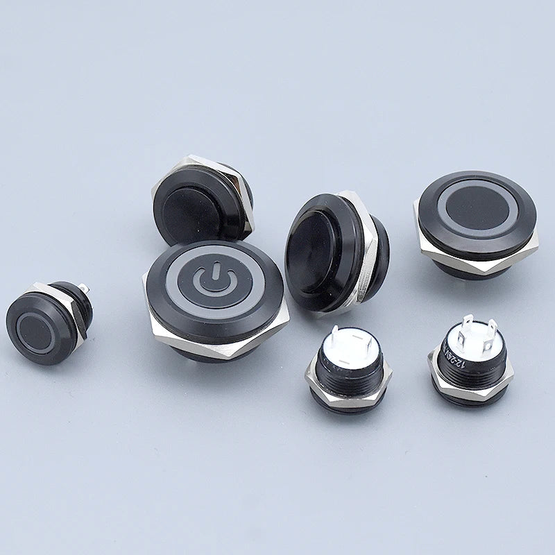 12mm 16mm 19mm 22mm Ultra Short Micro Stroke Stainless Steel Push Button Switch with LED Lamp Waterproof Self-reset/Momentary