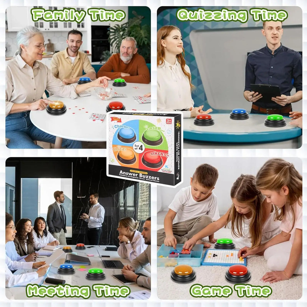 Game Buzzer 4-Piece Quick Answer Button with Lights for Kids Student Classroom Debate Competition Guessing Answering Accessories