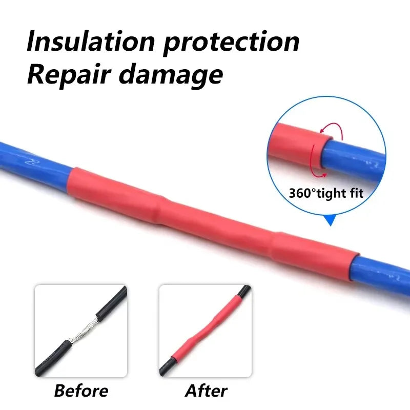2:1 Times Shrink Heat Shrink Sleeve Tubes Set Thermoresistant Tube Wire Insulated Wiring, Red, Blue, Black Totaling 3 m