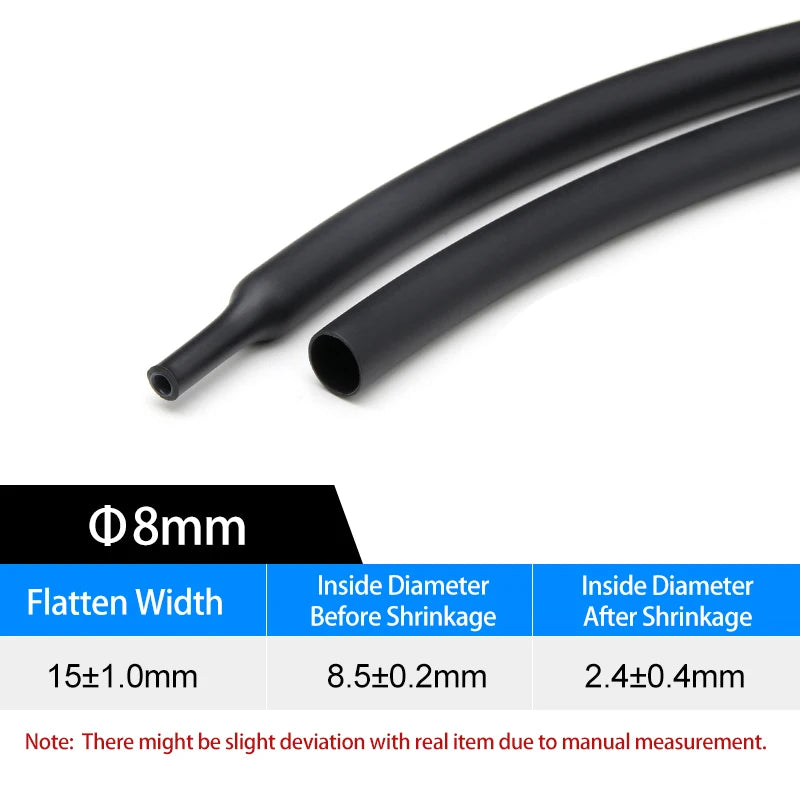 1~10m Glued 4:1 Heat Shrink Tubing 4mm - 72mm Black Double Wall Adhensive Polyolefin Lined Wire Cable Repair Sleeving Wrap