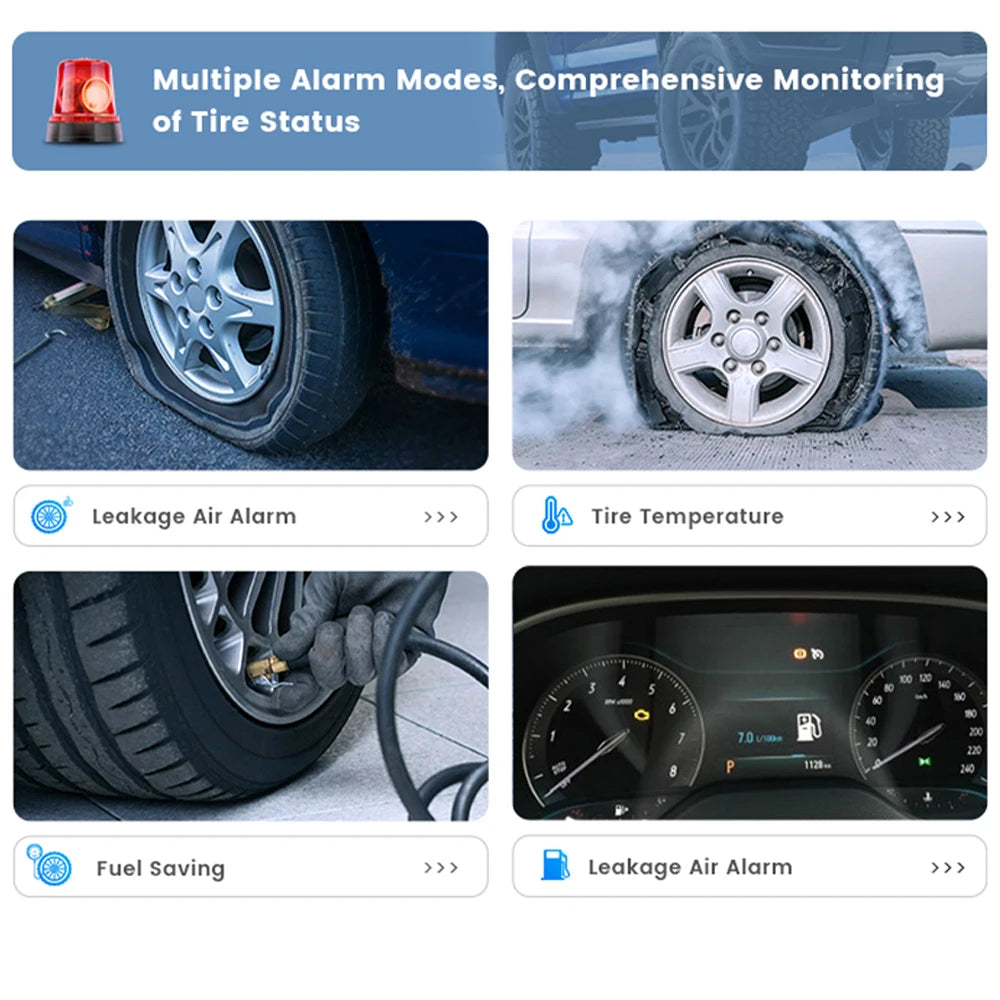KEBIDUMEI Car Tire Pressure Monitor System USB Android TPMS For Navigation Player Temperature Warning Sensors Car Accessories