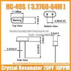 (10PCS) HC-49S 4M 6/8/10/12/16/20/24/25/26/30/32/40/48/50/64MHZ Direct Plug Passive Quartz Crystal Resonator DIP-2 20PF 10PPM