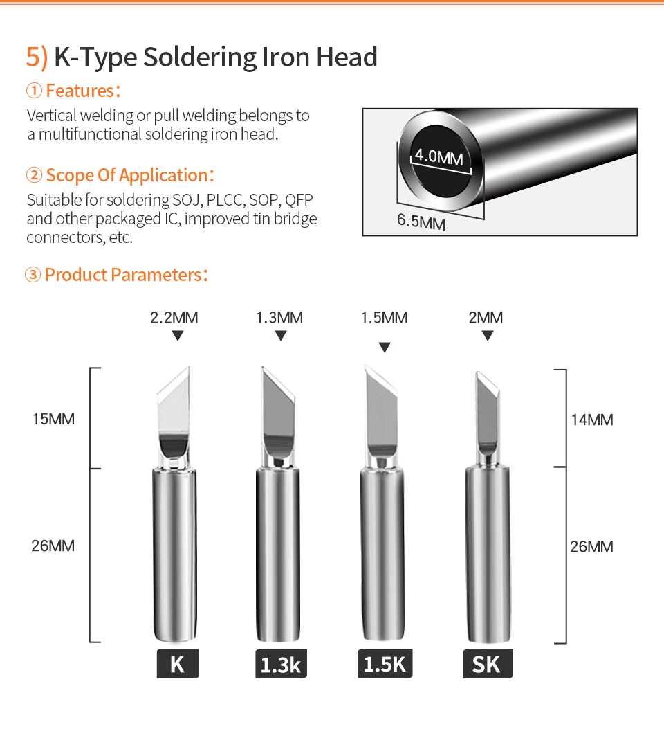 Handif 900M Soldering Iron Tips Lead-Free Pure Cooper Soldering Station Sting 900m Fit 936/937/938/969 Solder Station