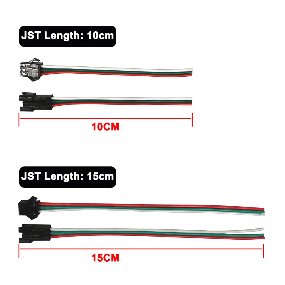 10/20/50 Pairs WS2811 WS2812B SK6812 3Pin JST LED Connectors 15cm Female and Male Red Green White Wire For RGB Strip Light