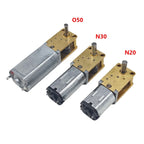 Micro Mini N20/N30/050 All-Metal Worm Gear Motor - DC 12V Slow Speed 4-762rpm High Torque Self-Locking Right Angle Shaft