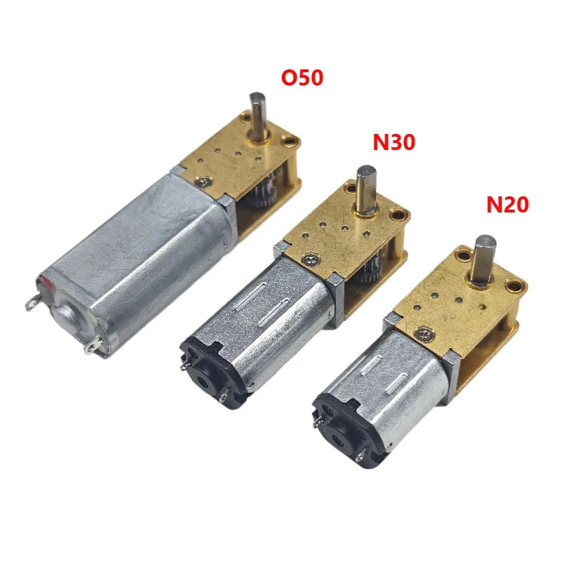 Micro Mini N20/N30/050 All-Metal Worm Gear Motor - DC 12V Slow Speed 4-762rpm High Torque Self-Locking Right Angle Shaft