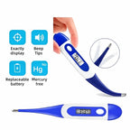 AiQUE Digital Pet Thermometer Fast Read Soft Tip Rectal Oral Temperature Meter for Dogs Cats Pets Memory Recall Veterinary Tool