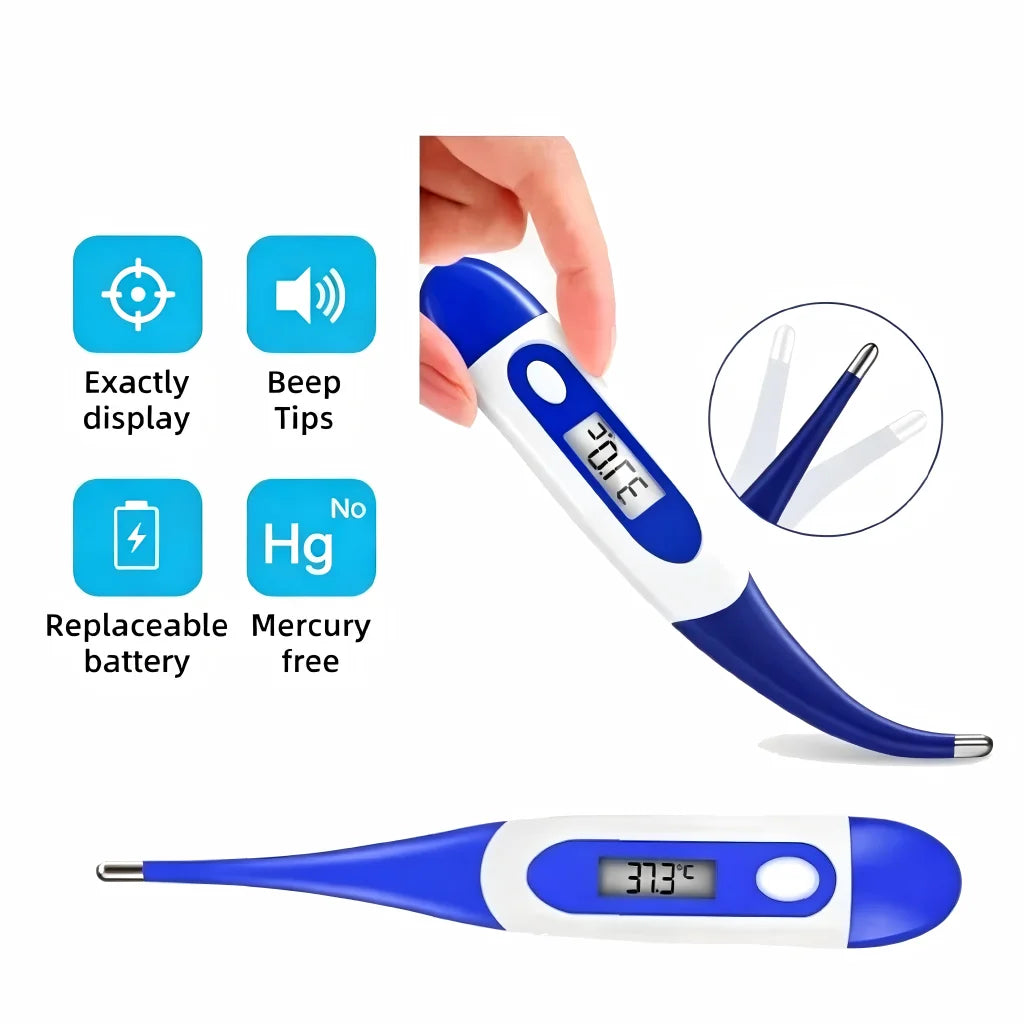 AiQUE Digital Pet Thermometer Fast Read Soft Tip Rectal Oral Temperature Meter for Dogs Cats Pets Memory Recall Veterinary Tool