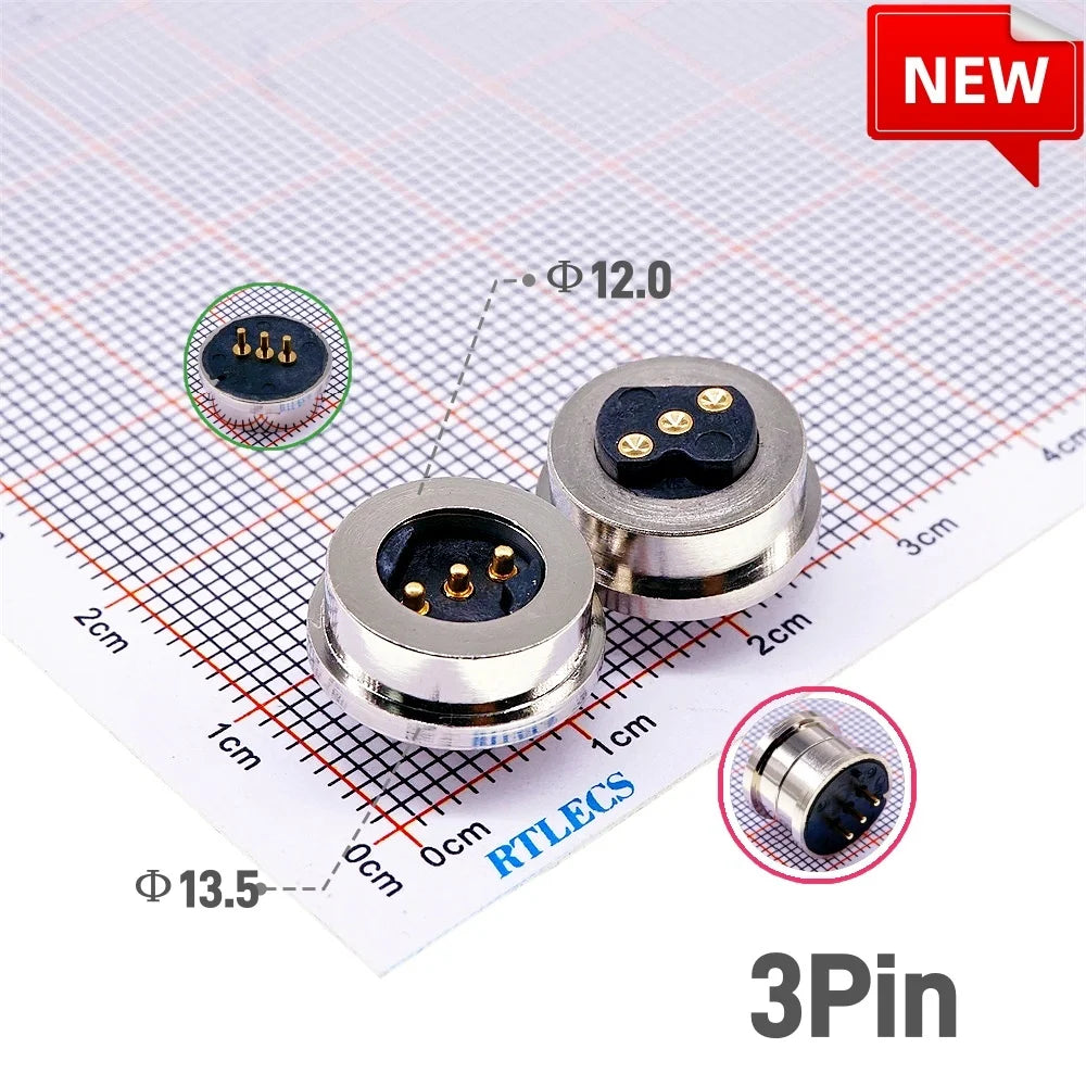 Magnetic Circular PogoPin Connector 2A Male Female Metal Spring Loaded 1/2/3/4/5/6 Pin DC Power Charger Wire JST SM Gold Plated