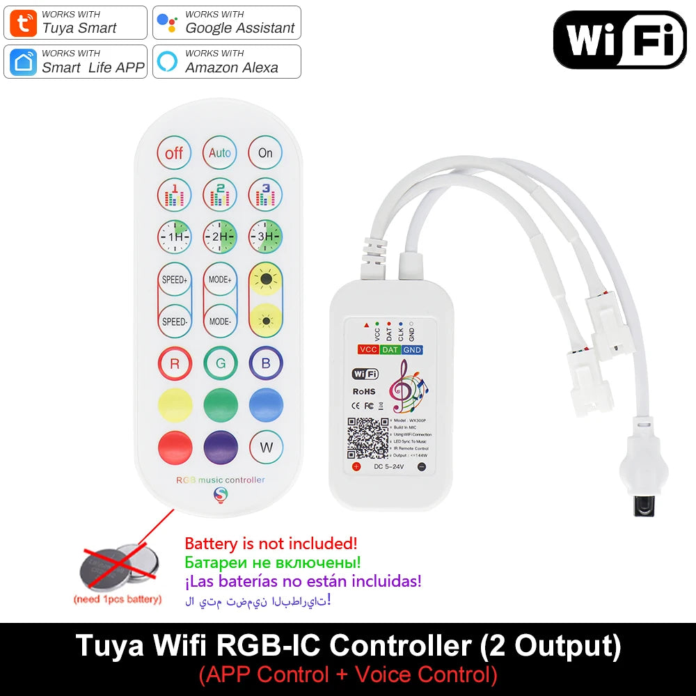 Tuya Wifi Pixel Controller for WS2811 WS2812B Addressable LED Strip Dream Color Light Wi-Fi Smart Dimmer Alexa Google Assistant