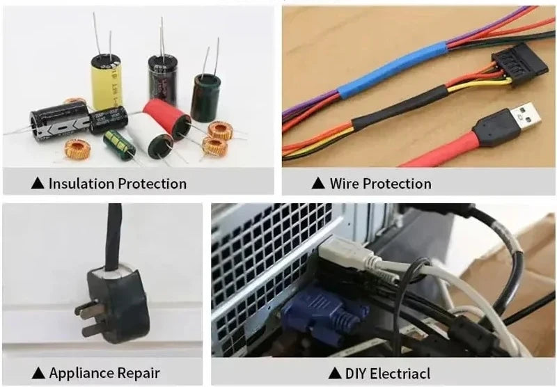 2:1 Times Shrink Heat Shrink Sleeve Tubes Set Thermoresistant Tube Wire Insulated Wiring, Red, Blue, Black Totaling 3 m