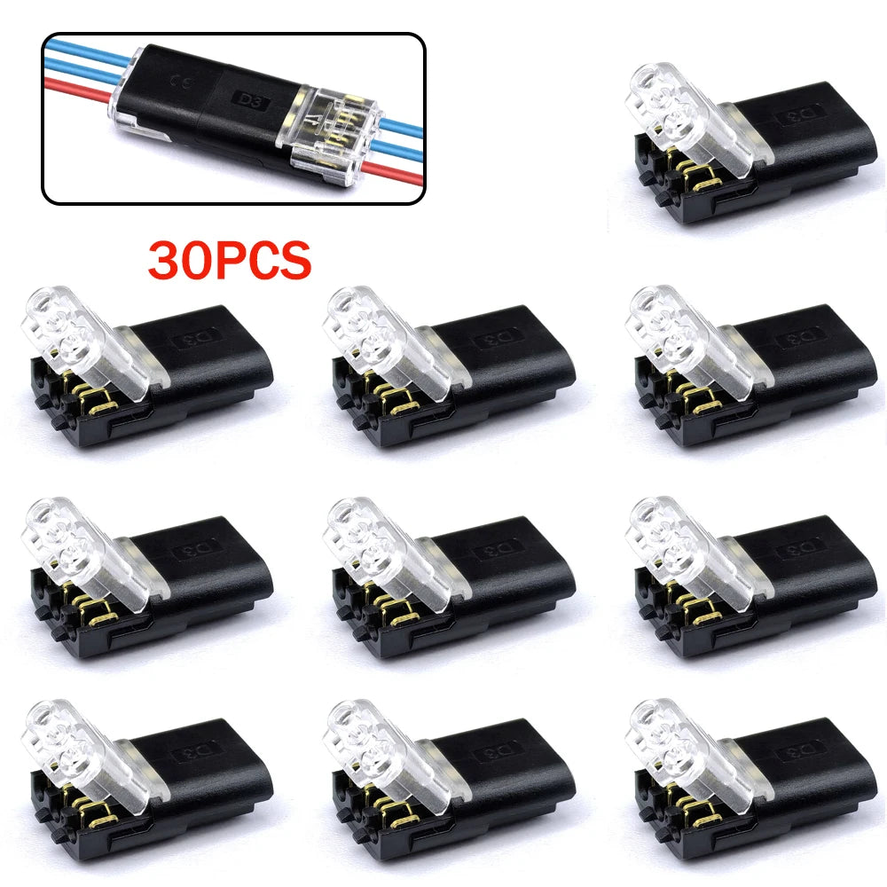 10/30/50pcs wire connect terminal connector, 3-pin Bidirectional Plug-in Cable Buckle Connector DC Lock Cover Suitable LED