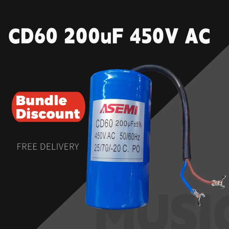 CD60 200uF 450V AC Motor Start Capacitor For Water Pump Air compressor Washing machine