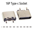 2pcs USB TYPE-C16P Female Socket 180 Degree Vertical USB C Type C 4 Legs SMD DIP Charging Port Connector 5.5mm 6.4mm 6.5mm 7.4mm