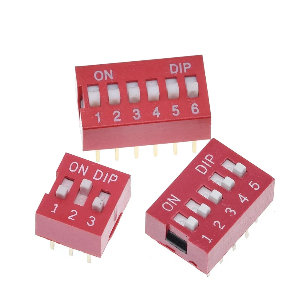 10pcs TZT Slide Type Switch 1 2 3 4 5 6 7 8 10PIN 2.54mm Position Way DIP Red Pitch Toggle Switch Red Snap Switch Dial Switch