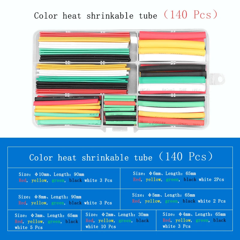 2:1 Heat Shrink Tube127/164/328/140/530/560/580/780pcs Shrinking Assorted Polyolefin Insulation Sleeving Wire Cable Sleeve Wrap