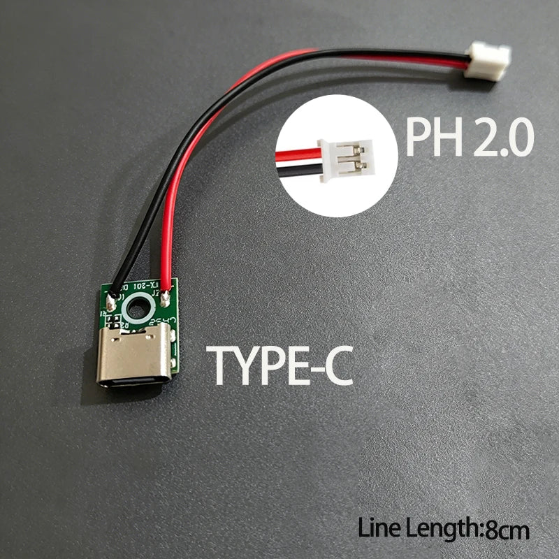 1-5PCS Micro/Mini/Type-C Female Connector Jack Charging Port USB Type C Socket With Solder Wire PH2.0 Line Length 8cm