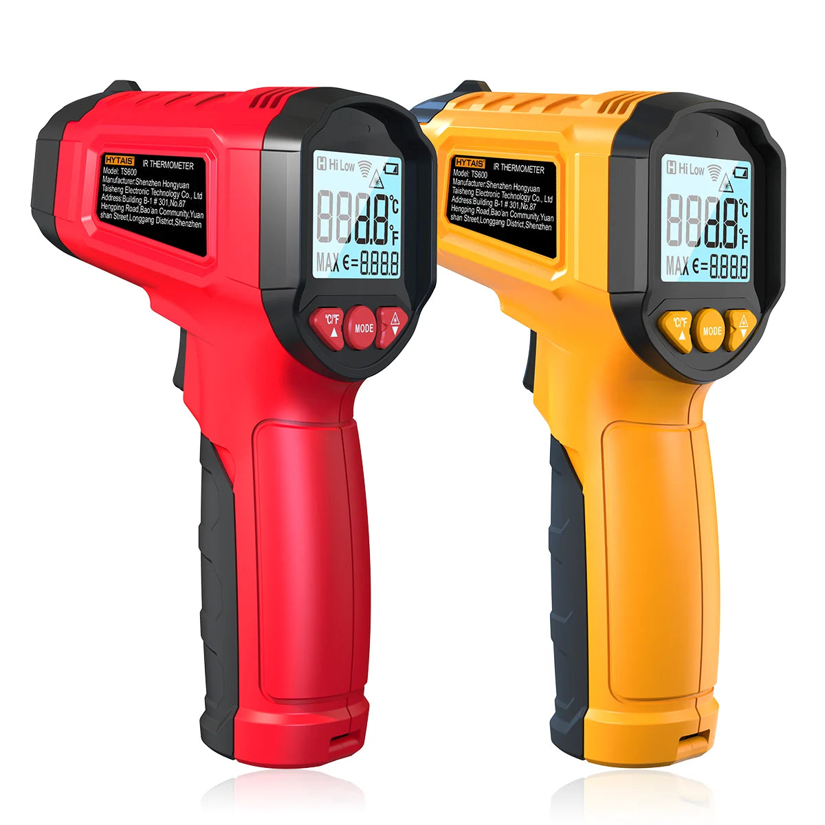 TS600 Infrared Thermometer Digital Temperature Gun Laser Non-contact Temp Reader IR Temperature Sensor Adjustable Emissivity