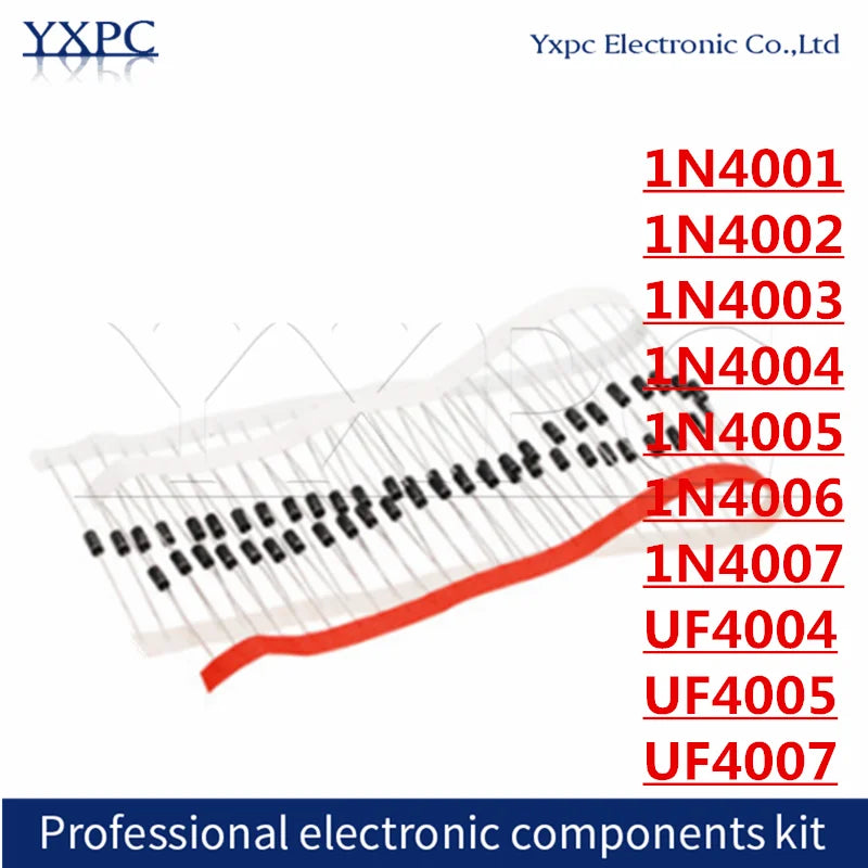 100Pcs Rectifier Diodes DO-41 Diode 1N4001 1N4002 1N4003 1N4004 1N4005 1N4006 1N4007 iN4007 UF4004 UF4005 UF4007