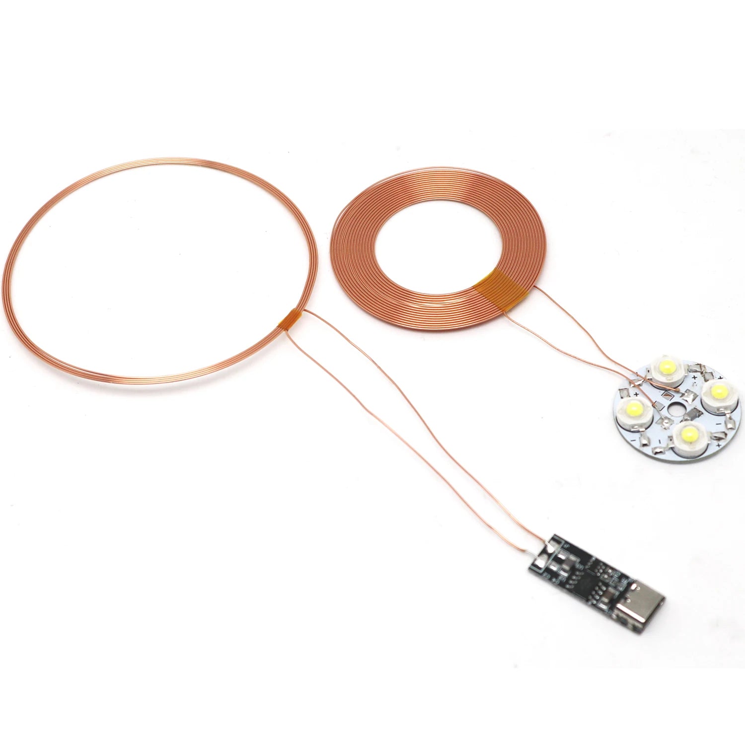 100mm Type-C USB Wireless Power Supply Module Transmitter Coil + Induction Receiver Lamp LED Light for Model Magnetic Levitation