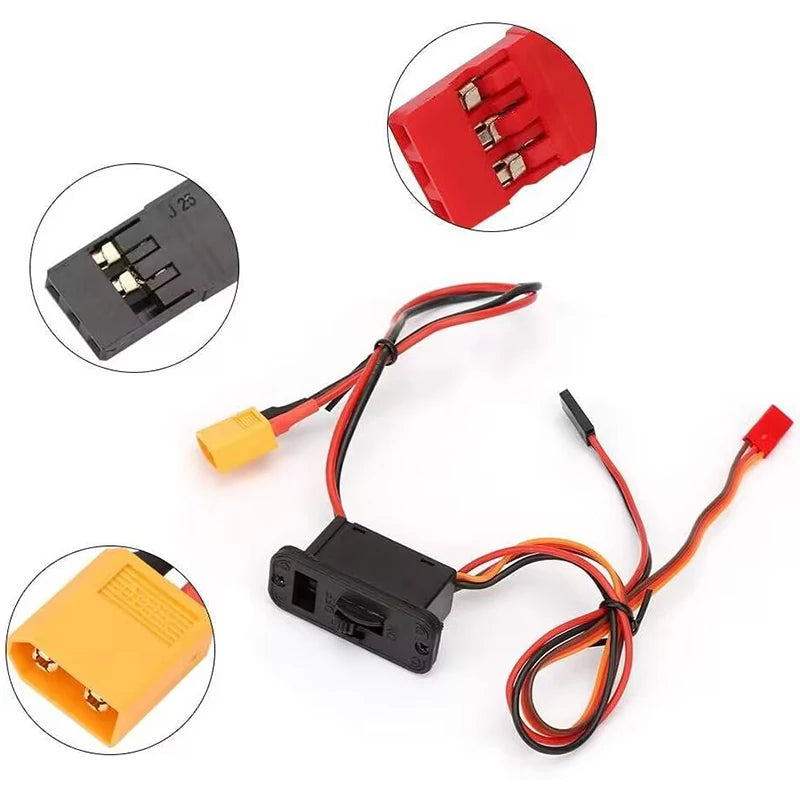 RC Switch Heavy Duty On/Off Switch Power XT60 Male to JR/Futaba Plug Battery Connector Socket