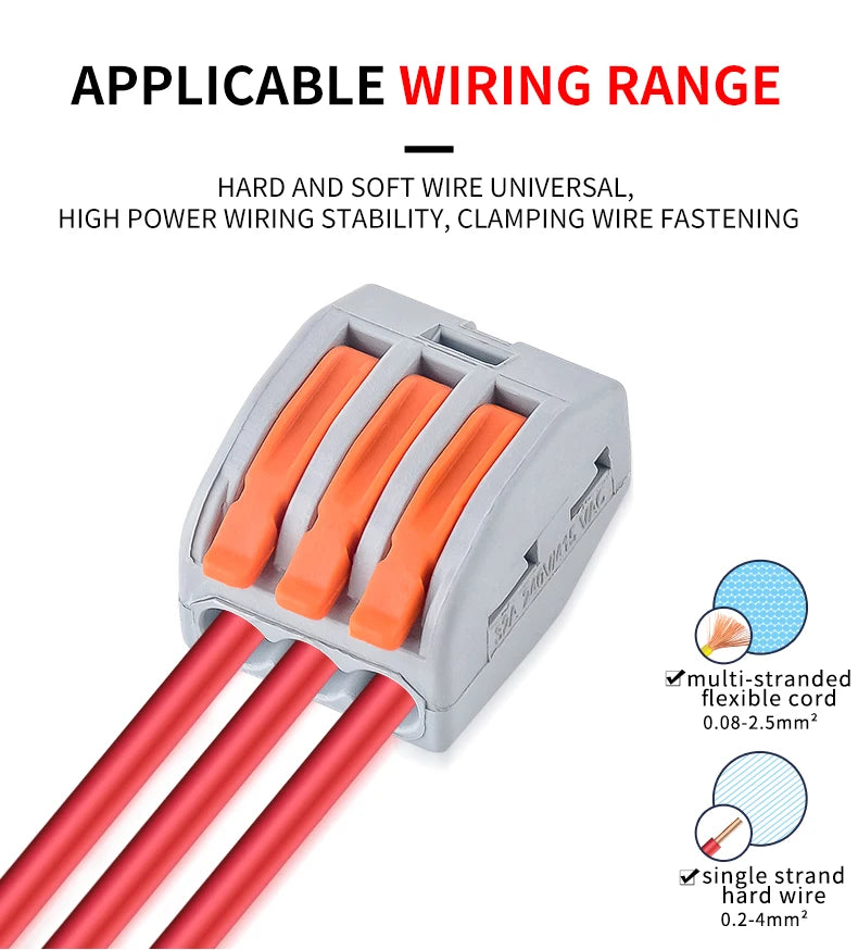 43Pcs Boxed Eletrical Mini Quick Lever Wire Connector 1 In Multiple Out Compact Splicing Termianl Block Easy For Installation