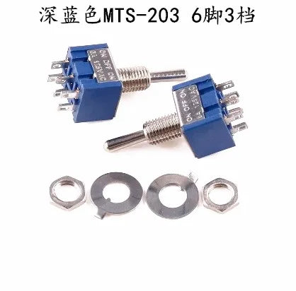 5PCS Blue Mini MTS-102 3-Pin SPDT ON-ON 6A 125VAC Miniature Toggle Switches MTS-103 MTS-202 MTS-203 6PIN ON-OFF-ON