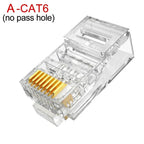 1-50Pcs CAT6 RJ45 Ends Pass Through Ethernet Cable Crimp Connectors CAT5E UTP Network Unshielded Modular Plug for PC Computer