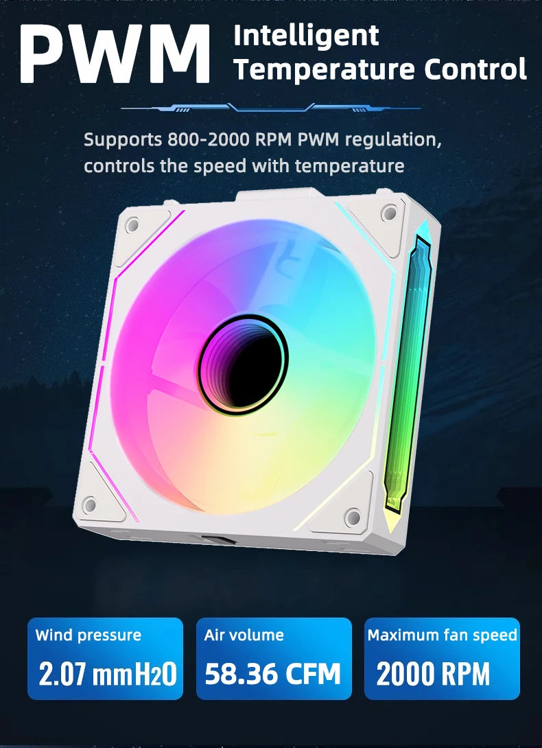 Coolcirc ARGB Infinity Mirror PC Case Fan - 3-Pack 120mm Free Wire-Splicing Cooling Fan with PWM Silent Fan for Computer Case