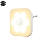 LED Night Light US/EU Plug In Smart Motion Sensor Light Children's Night Light Wireless Night Lamp For Bedside Table Bedroom