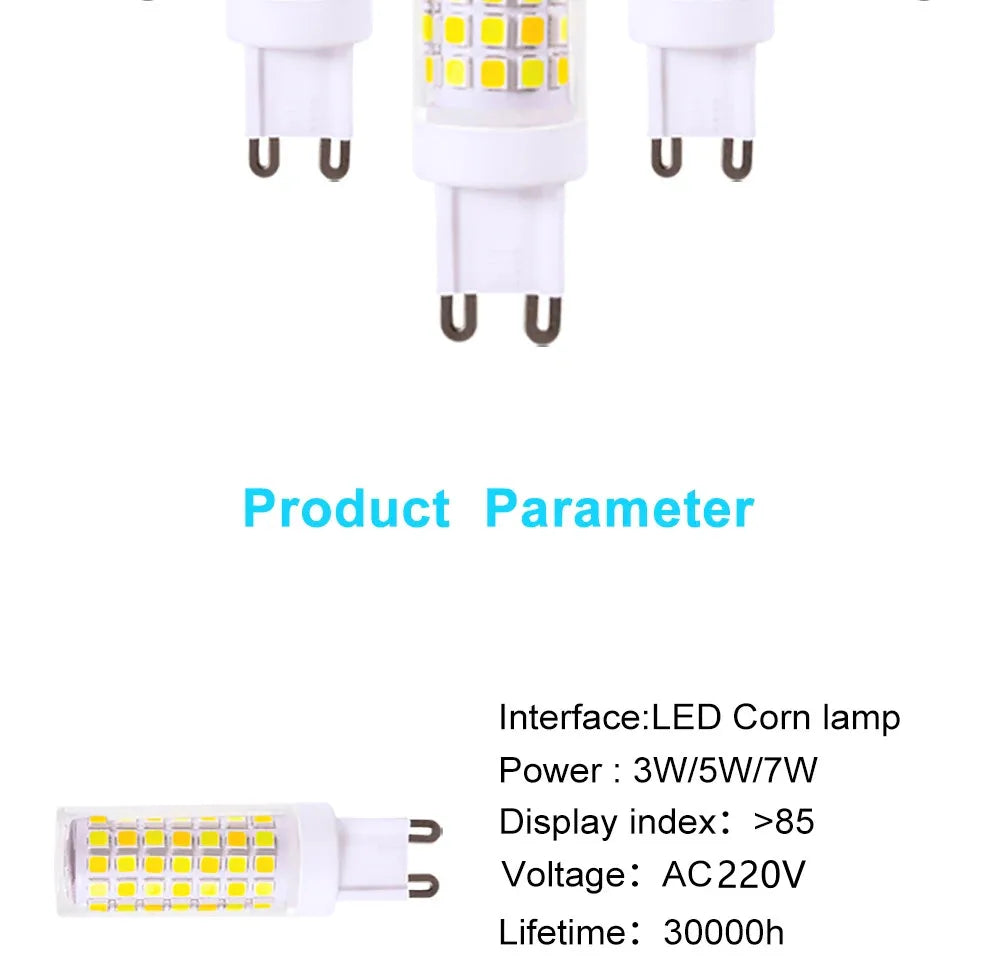 Brightest G9 LED Lamp AC220V 3W 5W 7W Ceramic SMD2835 LED Bulb Warm/Cool White Spotlight Replace Halogen Light Consignment