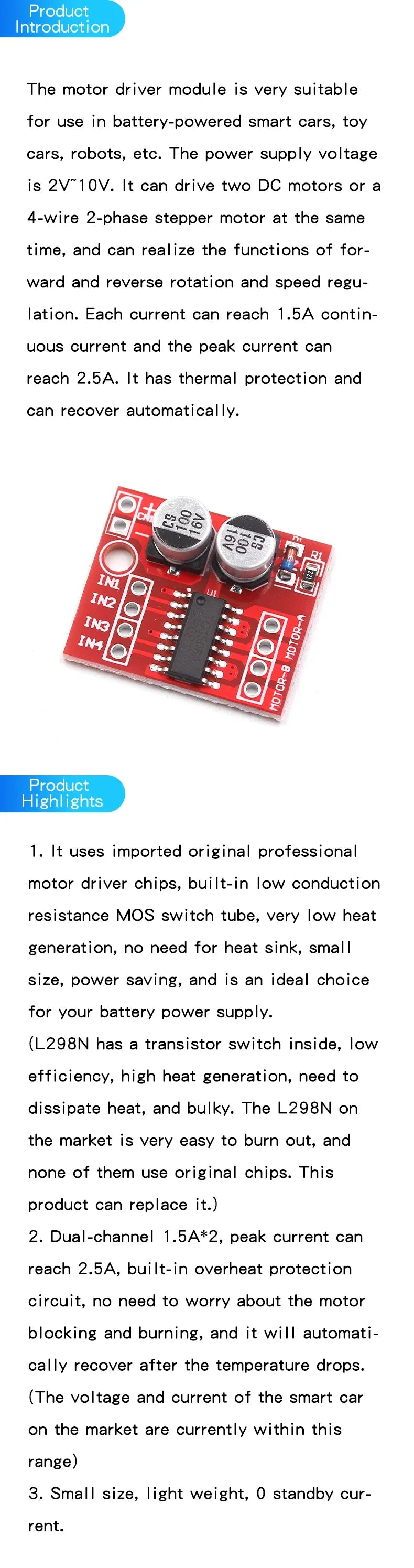 L298N motor driver board module DC stepper motor motor smart car robot accessories TB6612FNG