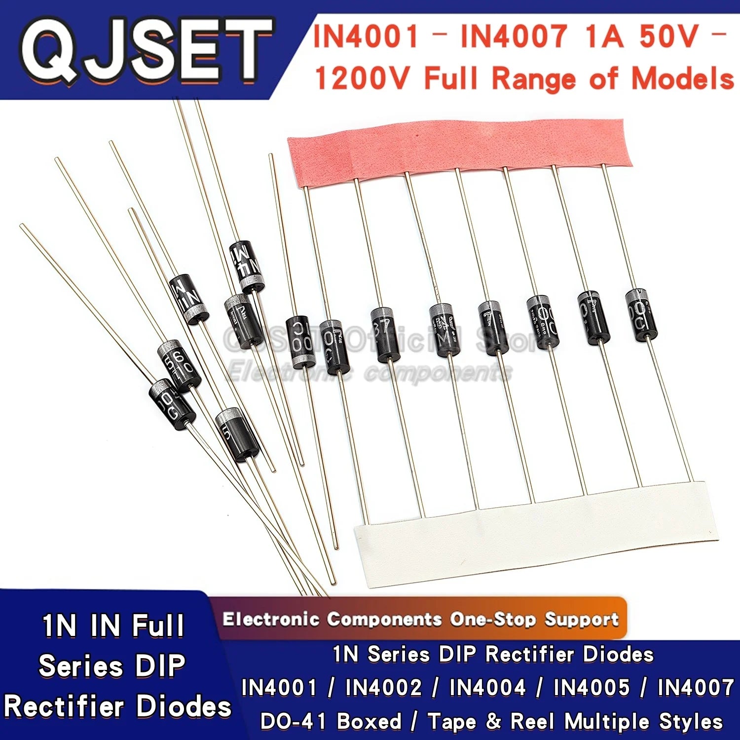 20pcs DIP Rectifier Diodes IN4007 IN4001 IN4002 IN4004 IN4005 1A 1200V 50V 100V 400V 600V DO-41 1N4007 1N4001 1N4002 1N4004 4005