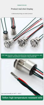16/19/22mm IP67 Waterproof Metal Push Button Switch 10A High Current LED Light Momentary Latching Outdoor Power Switch Red Green