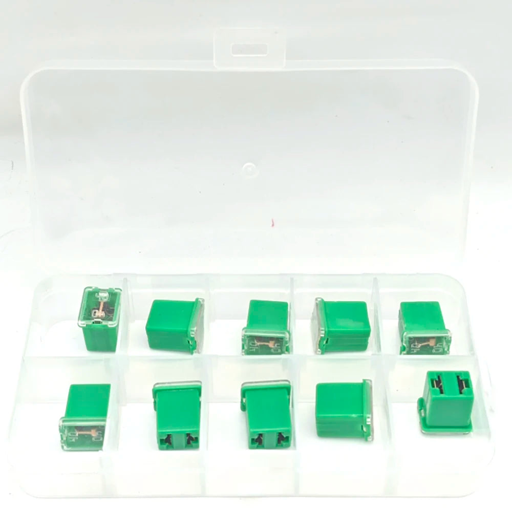 10pcs Box Jcase Fuse kit 20A/30A/40A Square Jcase Fuses Low Profile Box Shaped Fuse fusible for SUV Cars Trucks Boats Automotive