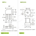 KBP206 KBP210 KBP310 KBL406 KBL410 KBL608 KBL610 GBU406 GBU806 GBU808 GBJ2510 DB107 KBPC610 Diode Bridge Rectifier 800V 1000V