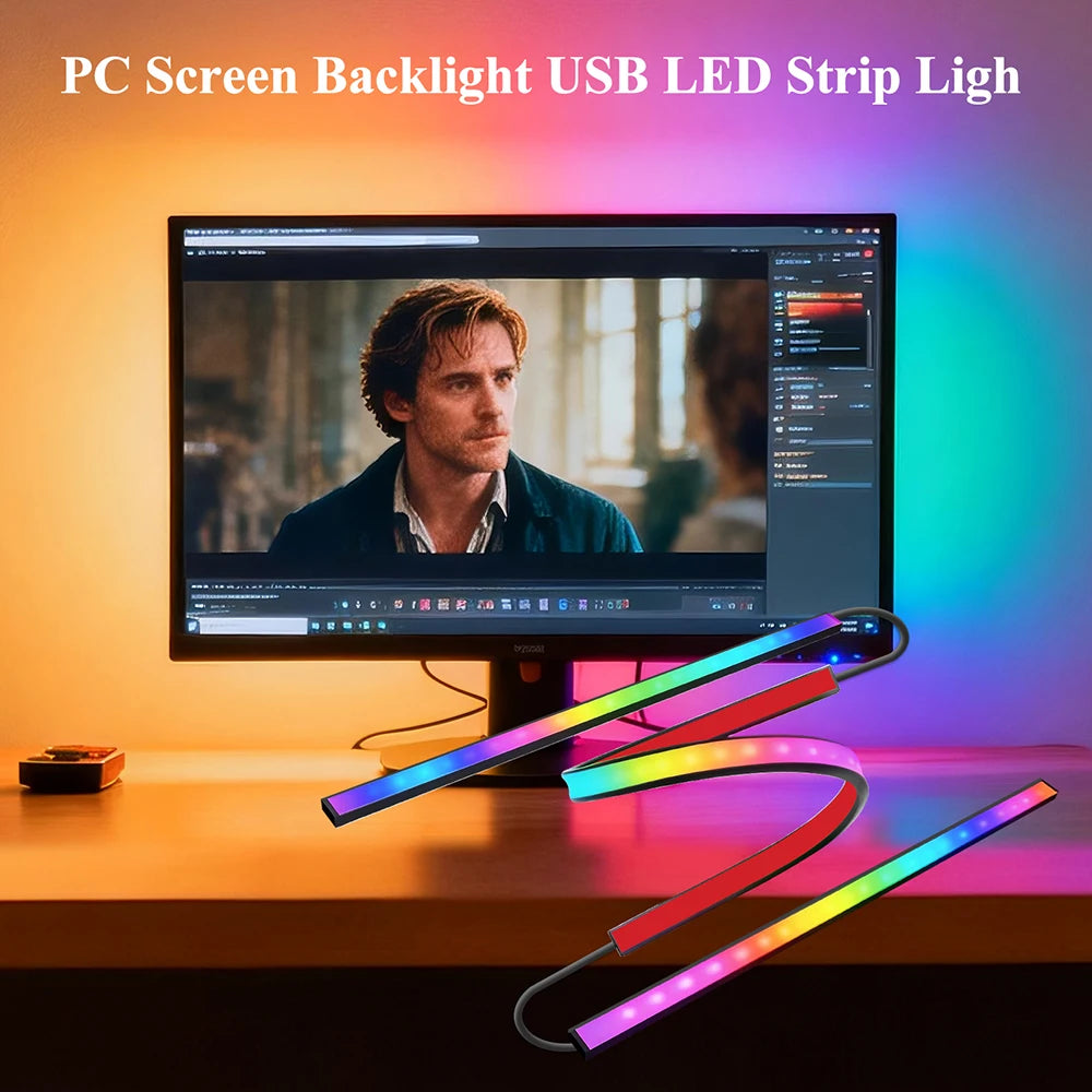 RGB Screen Backlight Strip Light 5V USB Bluetooth 24Keys Remote Kit Music Sycn Atmosphere APP Dreamy for Party Gaming Room Decor