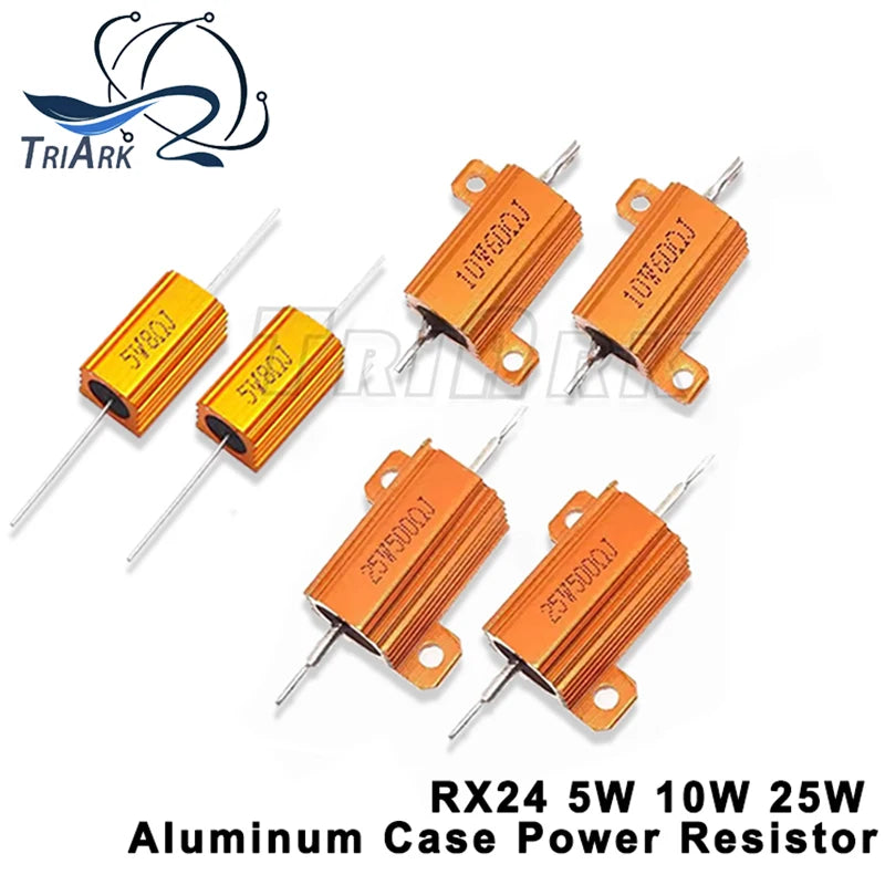 RX24 5W 10W 25W 0.01 ~ 30K Aluminum Power Metal Shell Case Wirewound Resistor 1 2 3 5 6 8 10 20 100 150 1K 10K 20K 30K 100K ohm