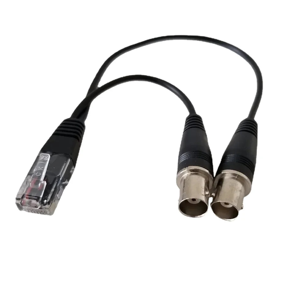 RJ48 RJ45 Male to Dual BNC Female Adapter E1 2M Data Extension Cable for Relay Digital Voice Card Black 28cm