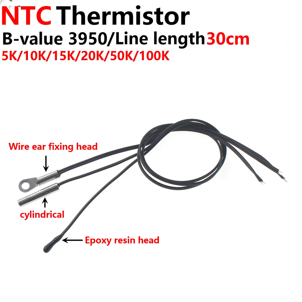 10pcs 3950 3435 3470 NTC 5K 10K 15K 20K 50K 100K 300MM Precision Epoxy Thermistor Temperature Sensor