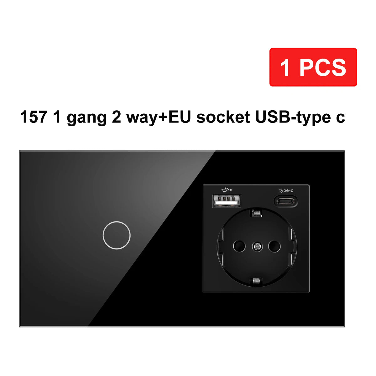 NYWP EU 86*86mm 1Gang 2Way Dual Touch Switch Tempered Glass Panel Stair Switch Bedroom Sensor Switches Cross No Need WI-FI