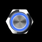 12 16 19 22MM Metal Button Switch LED Light Waterproof Momentary  Self-Locking Car Engine Power Supply 5V 6V12V24V 220V Red Blue