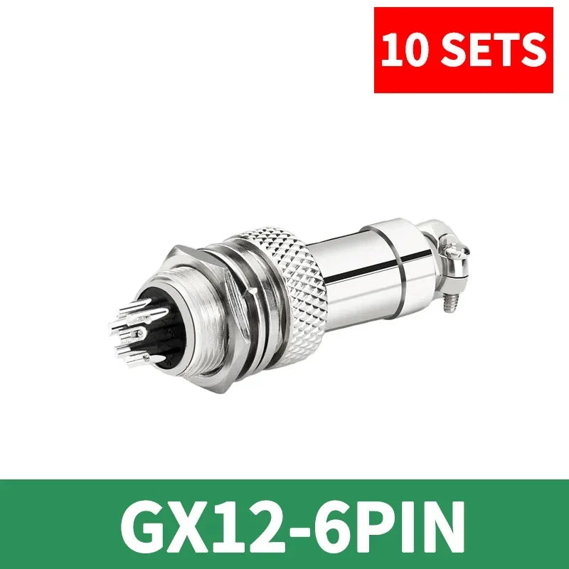 10 Pcs GX12 Aviation Circular Connector GX12-2Pin 3pin 4pin 5pin 6pin 7pin Male Female 12MM M12 Fixed Rear Nut Plug&Socket