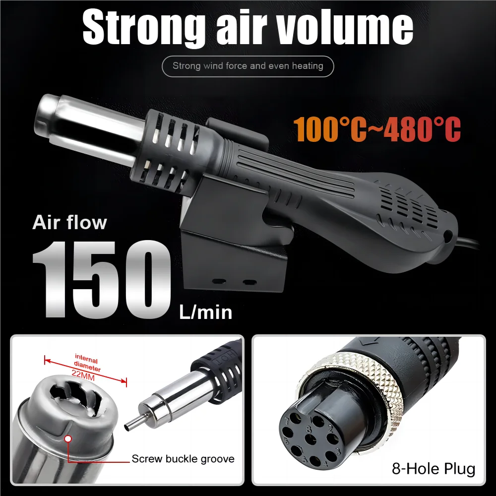 JCD 750W Heat Gun Digital Display Micro Rework Soldering Station Hot Air Gun For Welding Repair Tool Hair dryer 8858