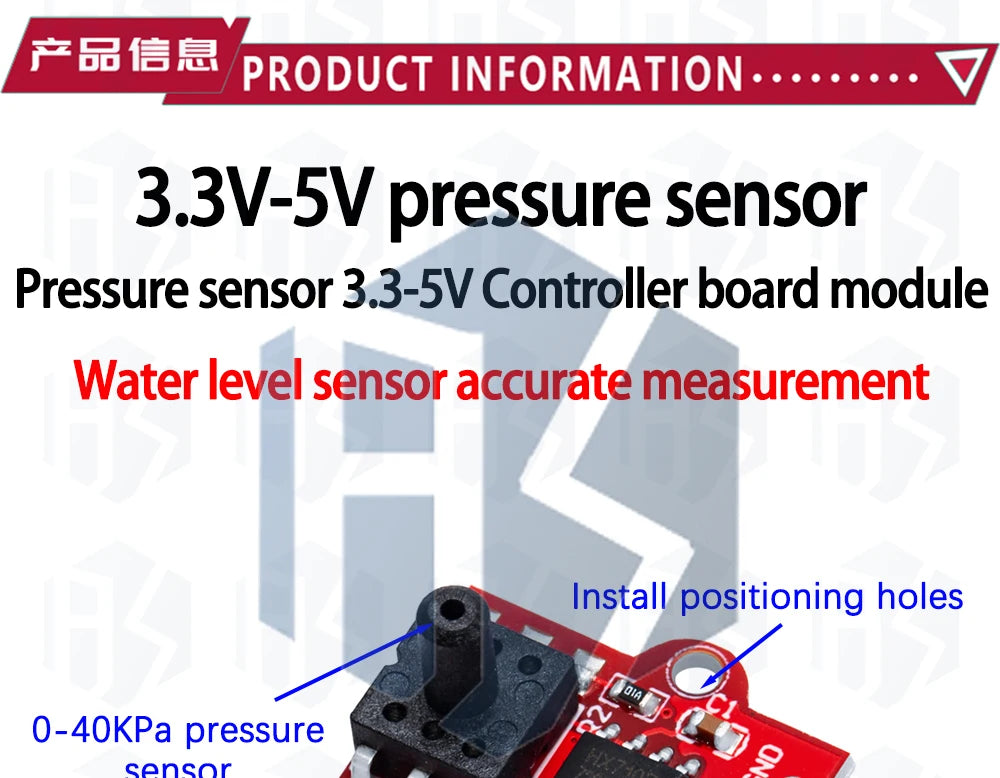 DC 3.3V/5V 0-40KPa Pressure Sensor Module with 2.5mm Soft Tube - Digital Liquid Water Level Controller Board for Arduino
