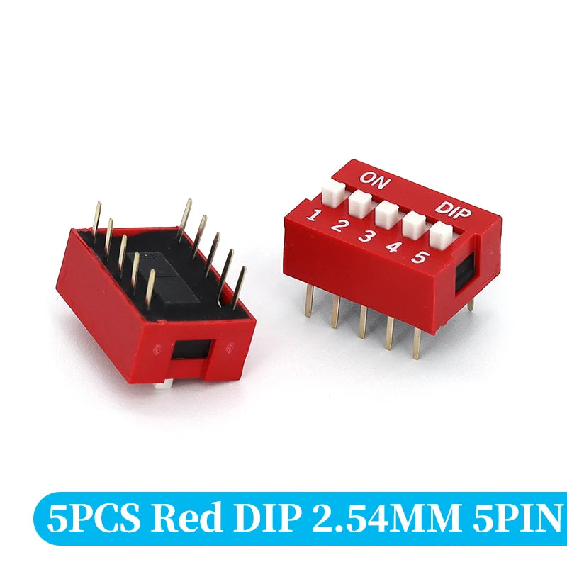 5PCS Slide Type Switch Module 1 2 3 4 5 6 7 8 10PIN /1.27/2.54mm Position Way DIP/SMD Pitch Toggle Switch Blue Snap Switch Dial