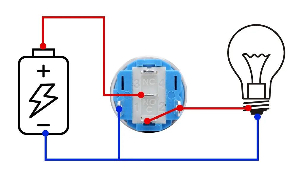 12/16/19/22mm Metal Push Button IP66 Waterproof Self Reset Latching Red LED 1NO1NC Plug Terminal 5V 12V 220V Control Switch Blue