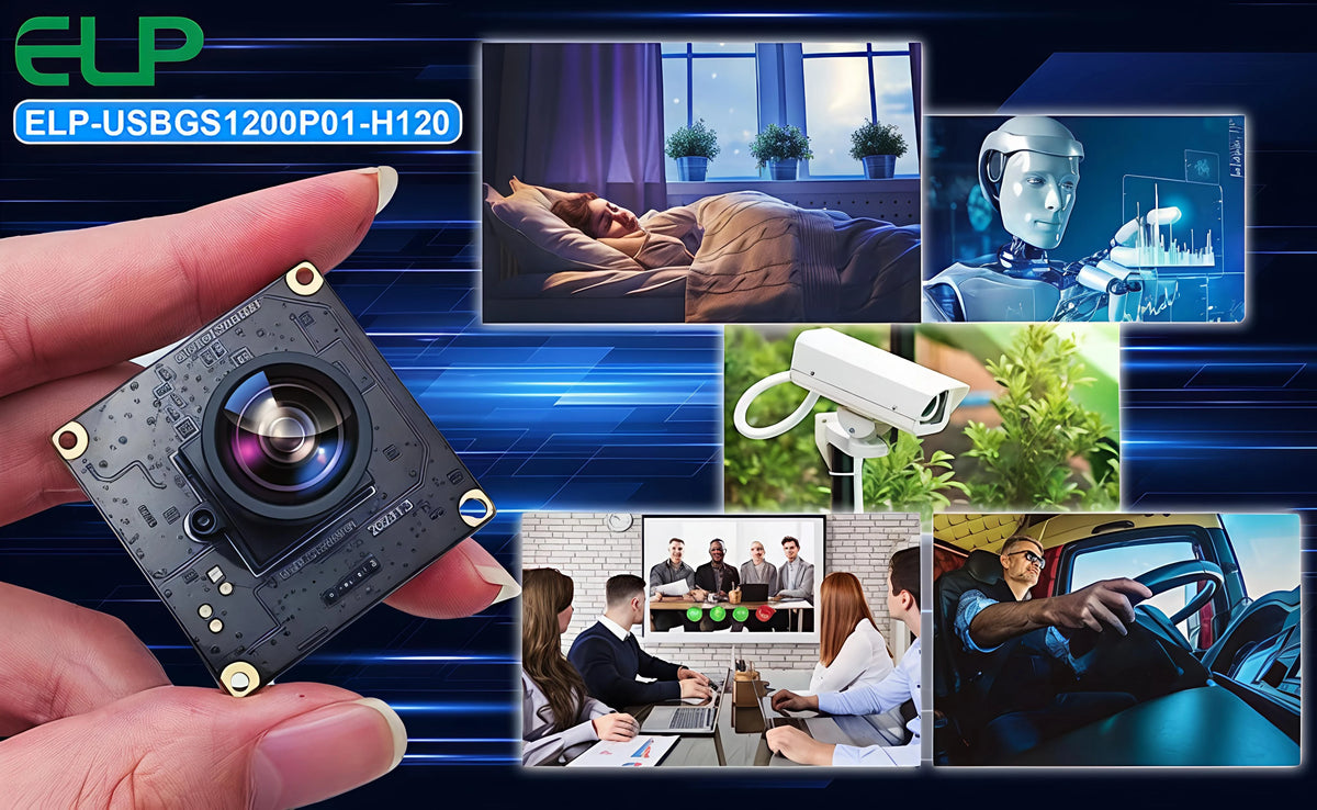 ELP AR0234 Global Shutter USB Camera 1080P 90fps Wide Angle No Distortion UVC Mini Webcam for Golf High Speed Sport PC
