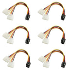 1/3/6pcs 2 IDE Dual 4pin Molex IDE Male to 6 Pin Female PCI-E Y Molex IDE Power Cable Adapter Connector for Video Cards